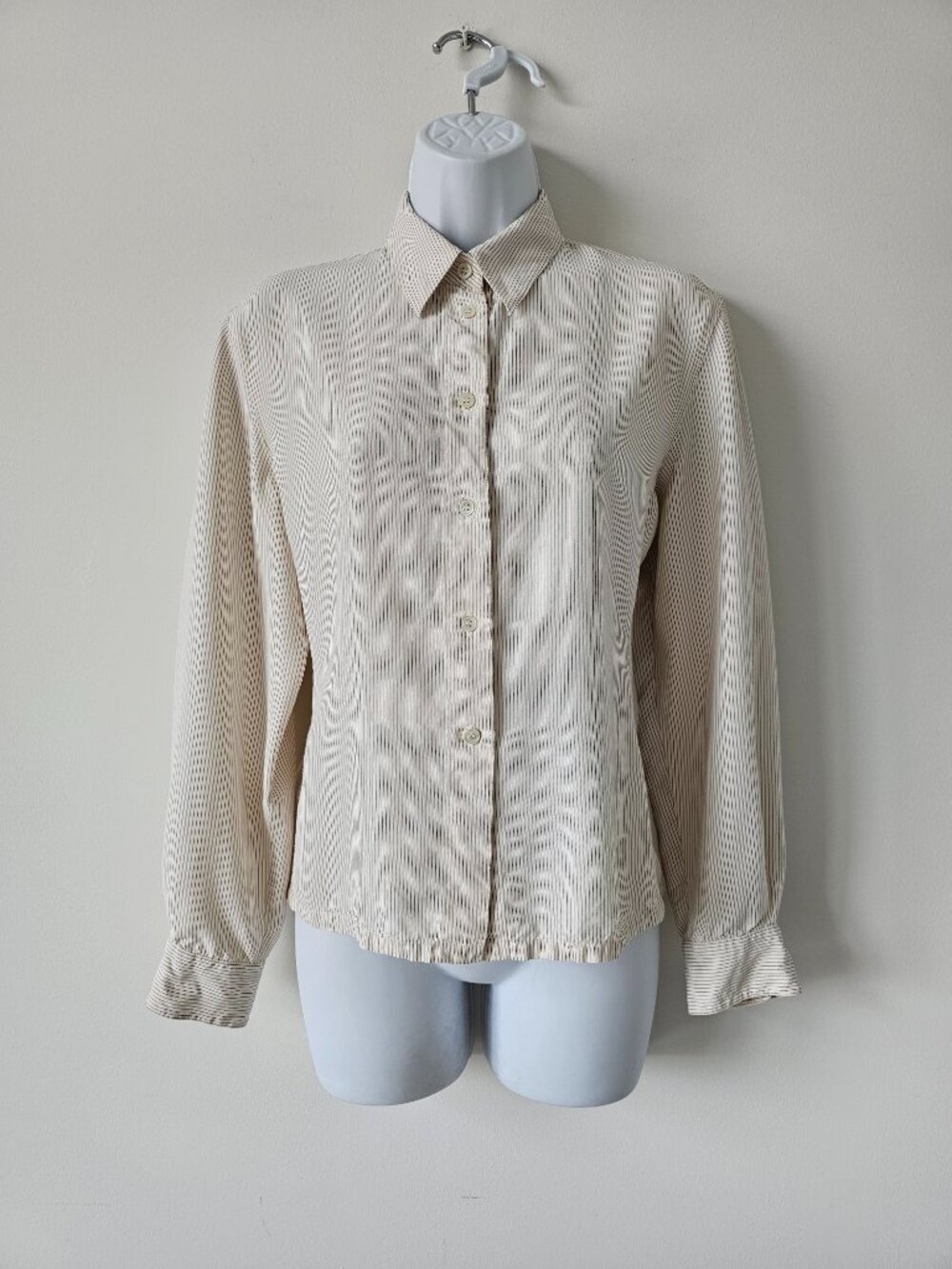 THOMO Brown White Stripe Long Sleeve Top Shirt Large
